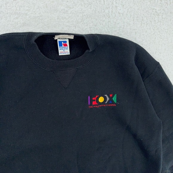 vintage 90s‎ FOX THE HOLLYWOOD CHANNEL EMBROIDERED CREWNECK SWEATSHIRT LARGE/XL